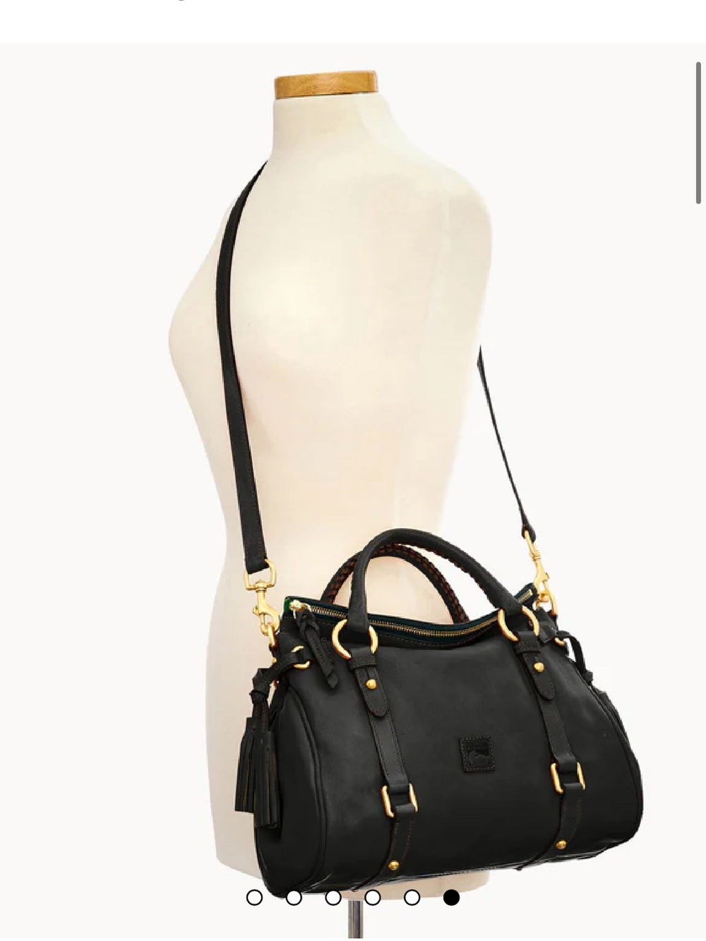 Dooney & Bourke Black Florentine Satchel (large) with Gold Hardware - Picture 3 of 7